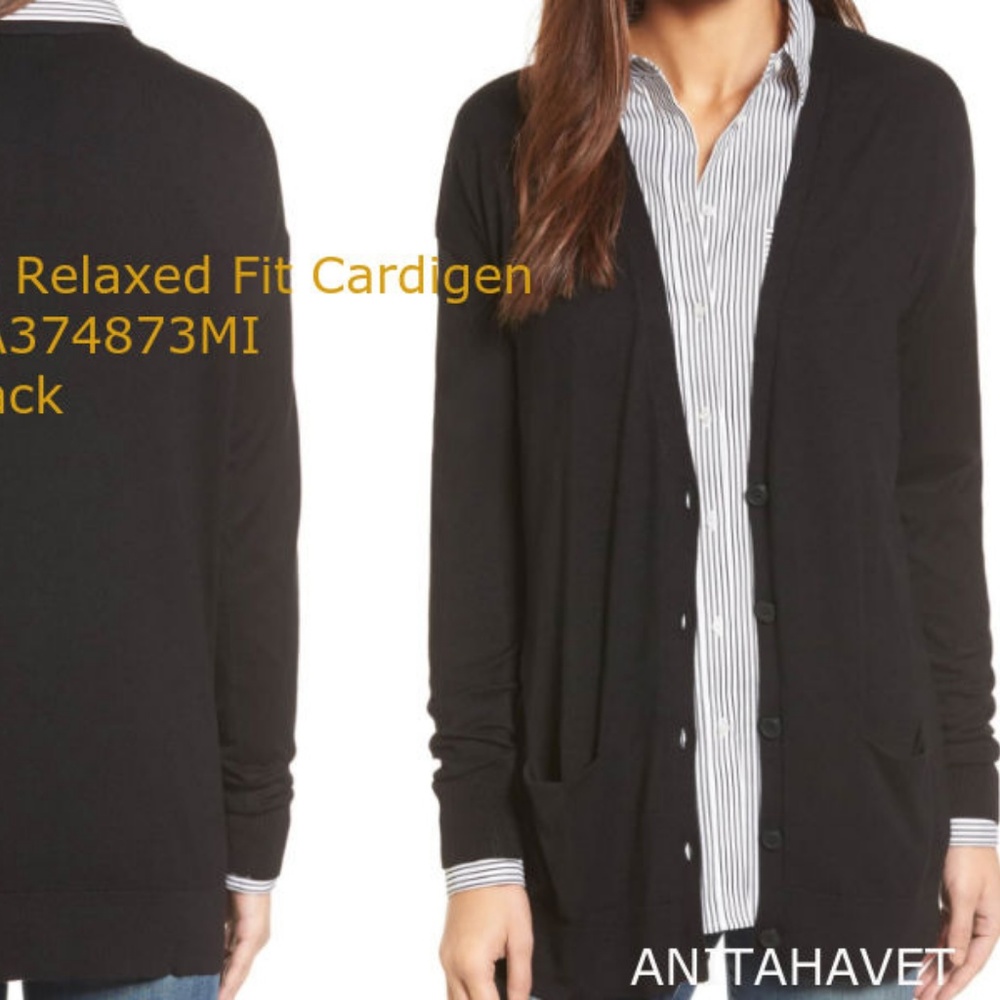 HALOGEN Relaxed Fit Cardigan HA374873MI Black